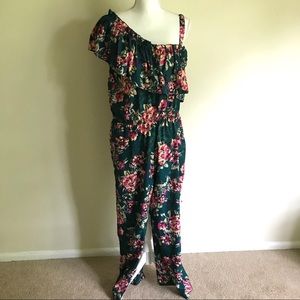 Floral one sleeved romper jumper